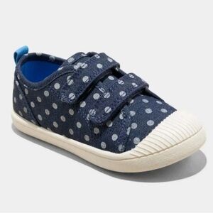 Cat & Jack Toddler Navy White Polkadots Print Flat Parker Sneakers Shoes Size 11